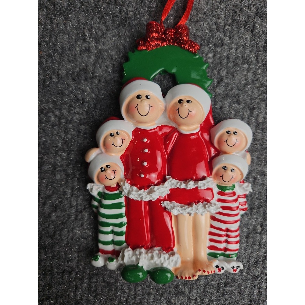 Personalized Christmas Ornament Family Of Six, Mom,Dad,4 KidsCustom Family Of 6‎